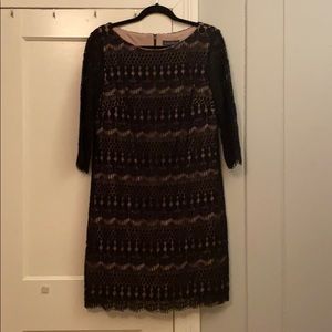 Jessica Howard Black Lace Dress w/beige lining Size 14